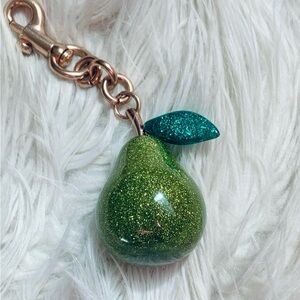 Glittery Pear with Leaf Bag Charm